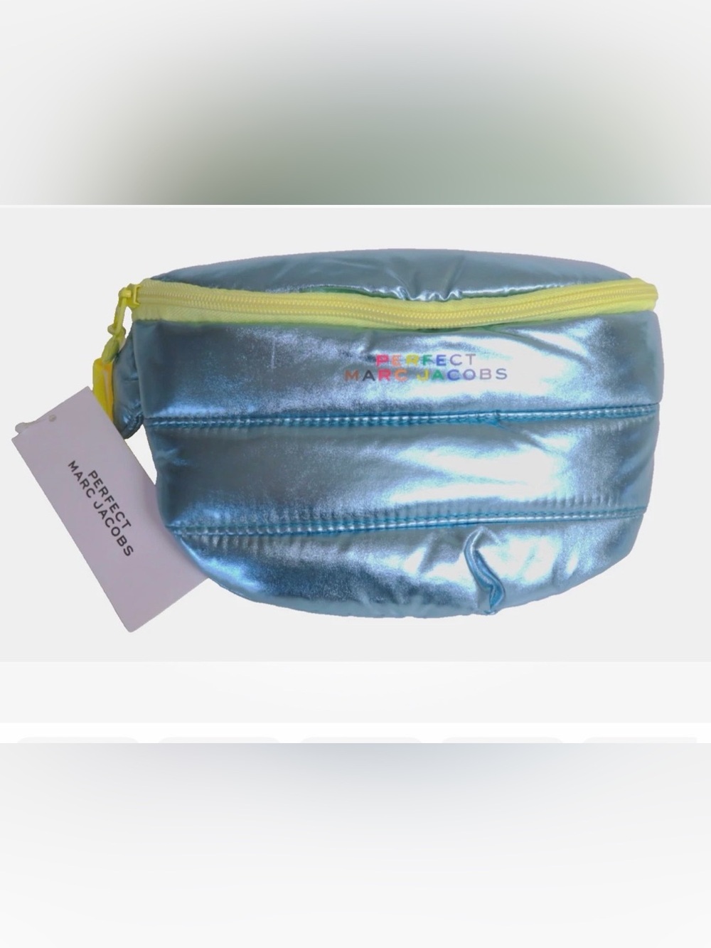 Marc Jacobs PERFECT Pride Belt Bag Metallic Blue Zipped Puffer Fanny Pack
